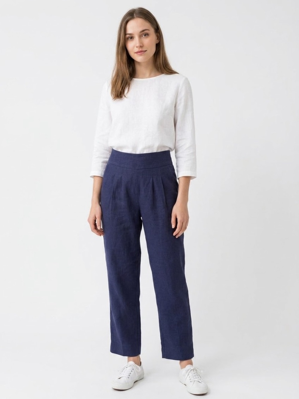Wallis Evera High-Waisted Hemp-Blend Trousers Navy Size XS Sustainable Canadian